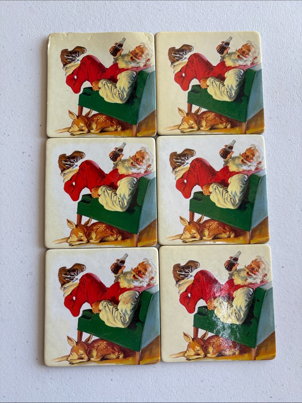 Festive Vintage Coca Cola Santa Cork Coasters